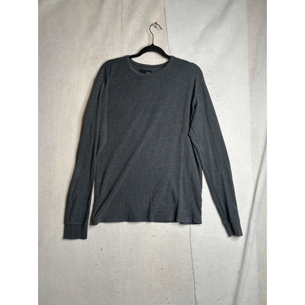 Blue Crown Mens Thermal Long Sleeve Shirt Charcoal Gray Waffle Knit Large 3092